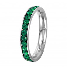 Stainless Steel May Emerald Birthstone Stackable Eternity Ring